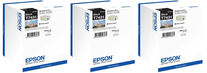 Epson WorkForcePro WP-M4015DN OE T7431 TRIPLE PACK
