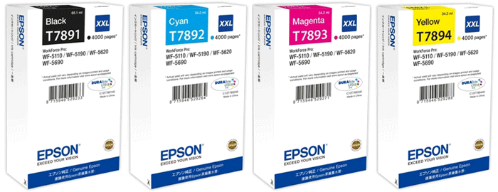 Epson WorkForcePro WF-5190DW OE T7891-T7894 MULTIPACK