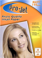 Pro Jet A4 190Gsm 50 sheets